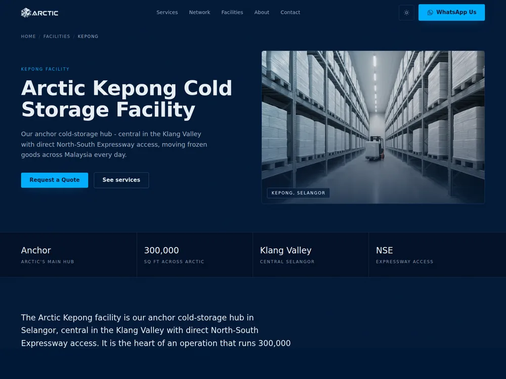 Arctic Cold Storage website